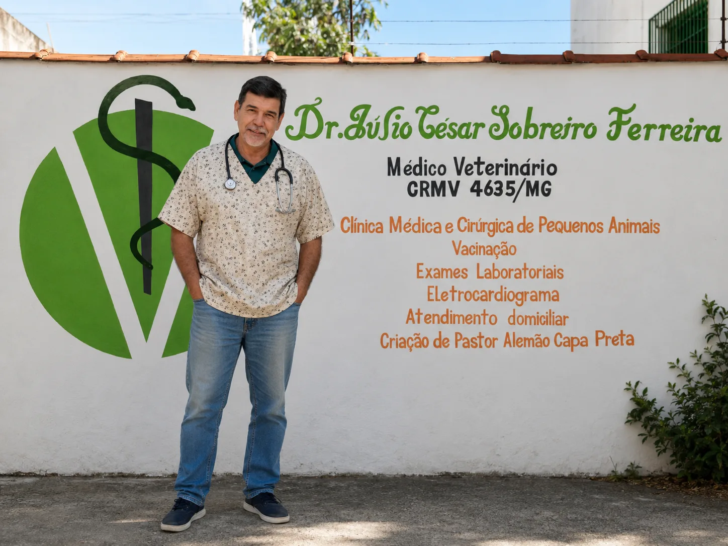 Veterinário examinando cachorro na Clínica Veterinária Santa Terezinha em Itajubá MG